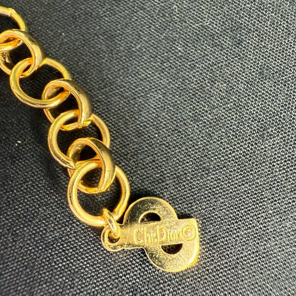 Christian Dior Gold Thick Chain Necklace with Rhinestone Accent - Picture 4 of 4